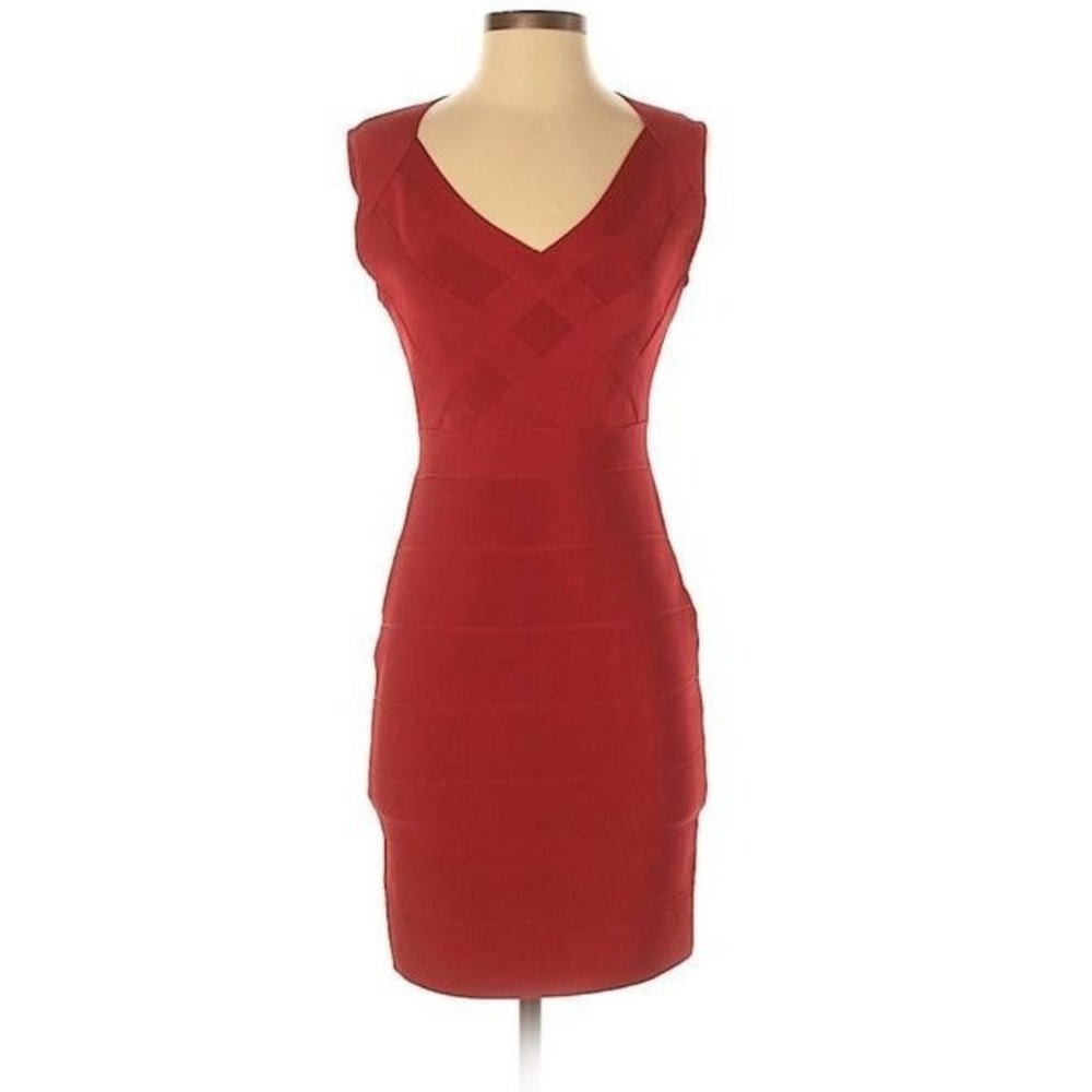 Cache Red Knit Bandage Short Casual Dress S